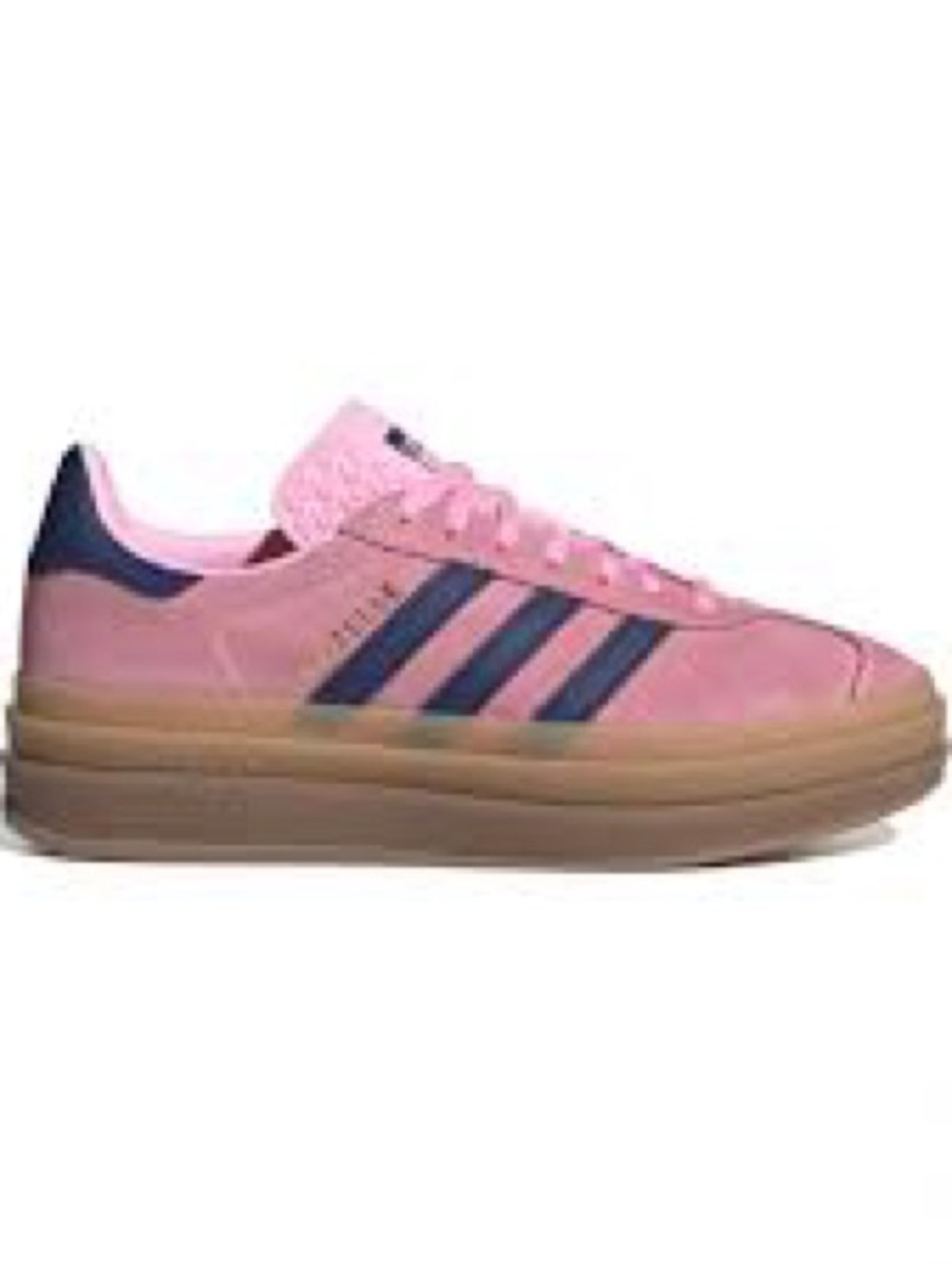 Adidas Pink Suede Low-Top Sneaker with Navy Three Stripes